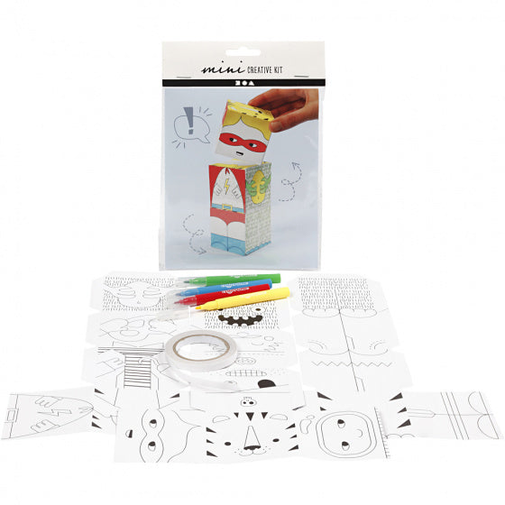 mini-knutselset Monsters junior karton wit 3-delig