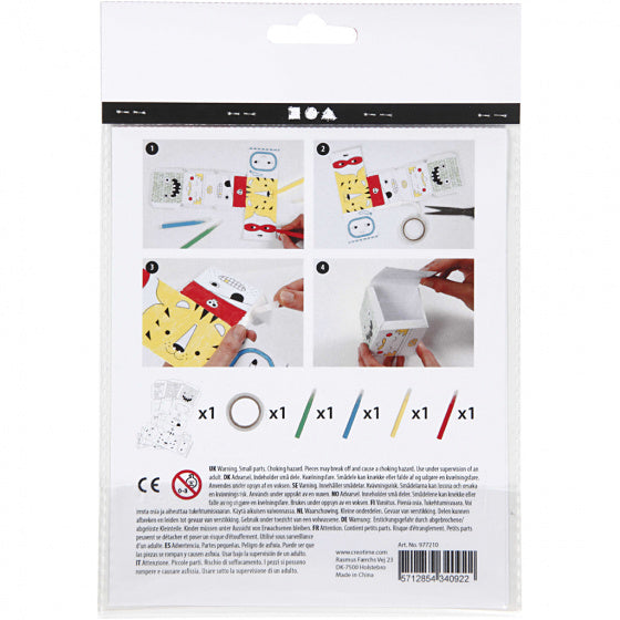 mini-knutselset Monsters junior karton wit 3-delig