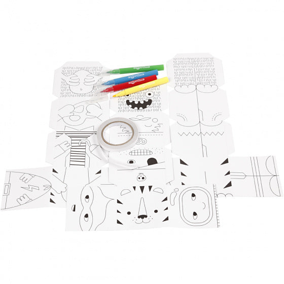 mini-knutselset Monsters junior karton wit 3-delig