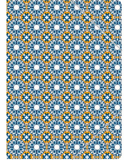elastomap meisjes 22 x 31 cm karton blauw/oranje
