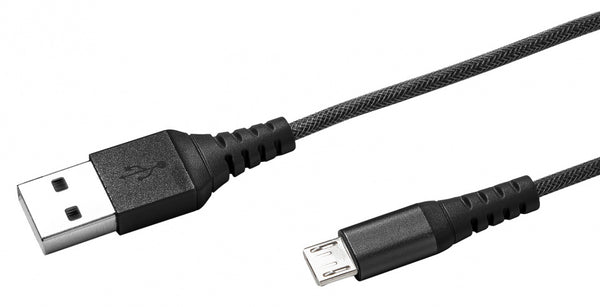 oplaadkabel Micro USB 100 cm nylon zwart