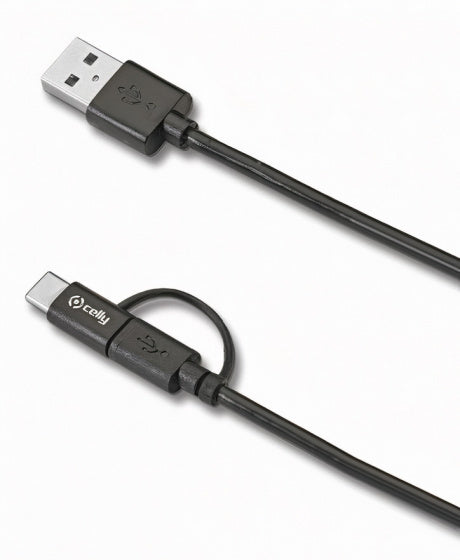 oplaadkabel Micro USB / USB-C 100 cm zwart