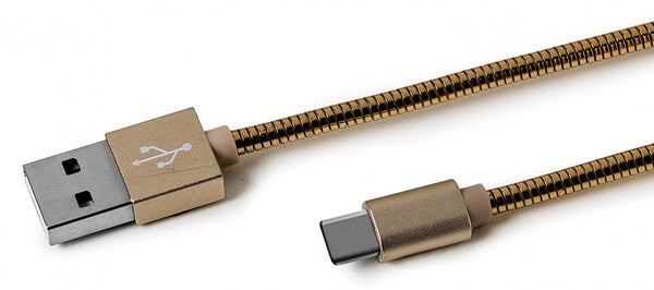 oplaadkabel USB-C 100 cm nylon goud
