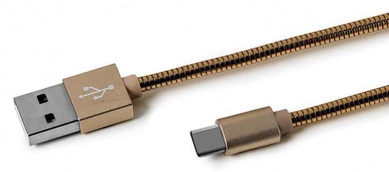 oplaadkabel USB-C 100 cm nylon goud