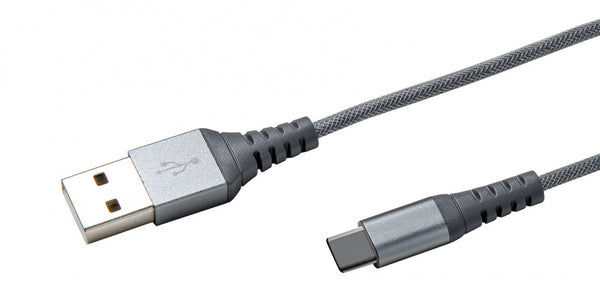 oplaadkabel USB-C 100 cm nylon zilver