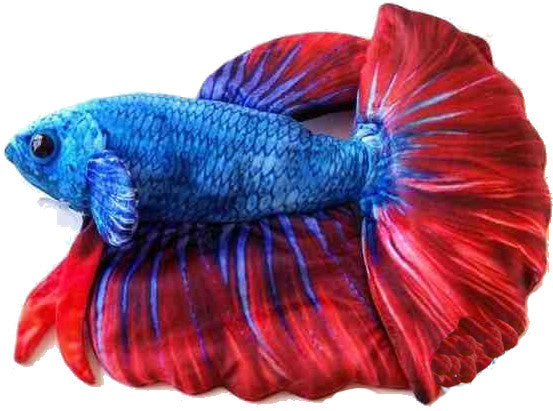 knuffel Beta 17 x 7 x 14 cm pluche blauw/rood