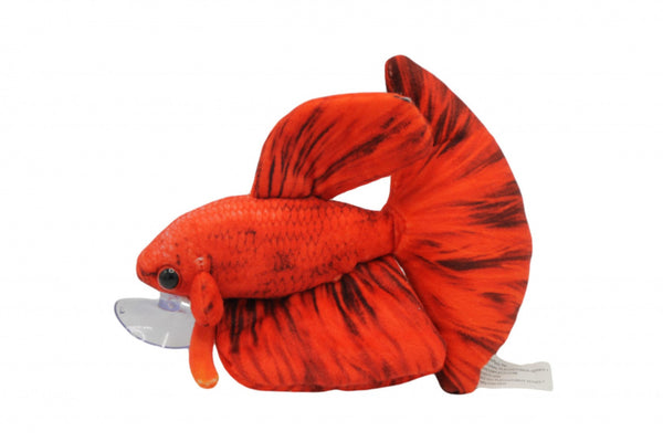 knuffelvis Red Betta junior 17 x 14 cm pluche rood