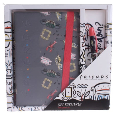 schrijfset Friends 21 x 14,5 cm papier grijs 2-delig