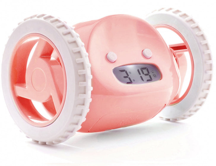 alarmklok op wielen 13,5 x 9 x 9 cm roze