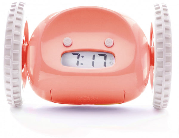 alarmklok op wielen 13,5 x 9 x 9 cm roze