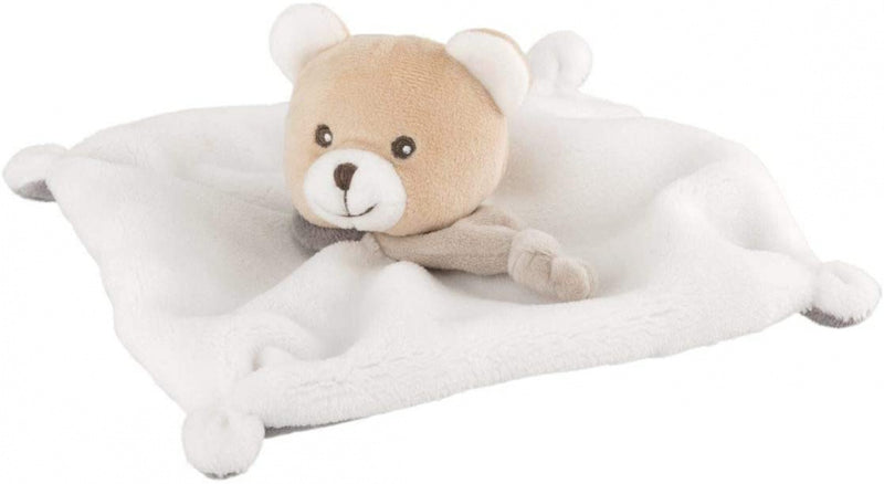 knuffeldoekje Teddybeer 22 x 25 cm pluche wit/grijs