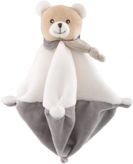 knuffeldoekje Teddybeer 22 x 25 cm pluche wit/grijs