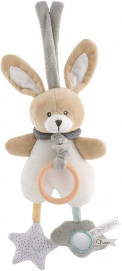 muziekdoosje Konijn junior 25 cm polyester beige/wit