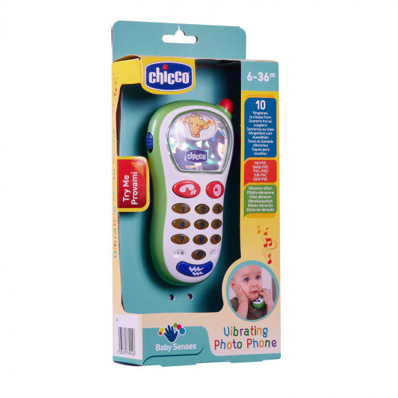 vibrerende babytelefoon Fotohandy 13 cm junior wit/groen