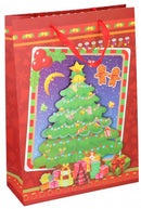 geschenktas Kerstboom 30 x 43 cm papier rood