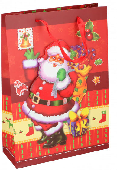 geschenktas Kerstman 30 x 43 cm papier rood