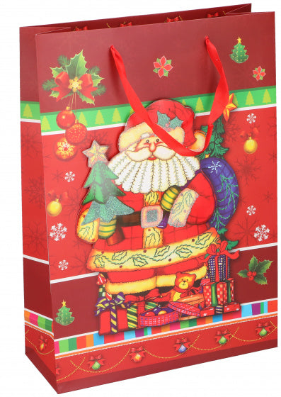 geschenktas Kerstman papier 30 x 43 cm rood