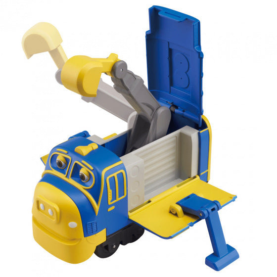 trein Pop & Transform Chuggers 12,7 cm blauw/geel