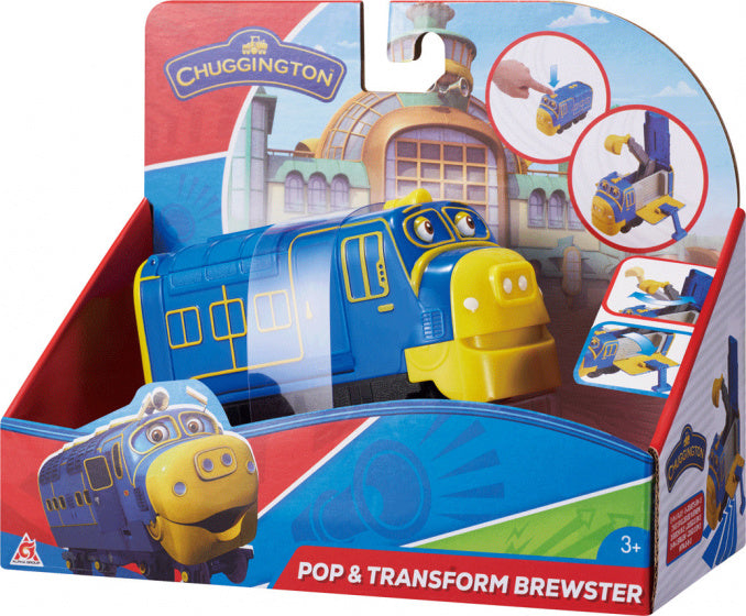 trein Pop & Transform Chuggers 12,7 cm blauw/geel