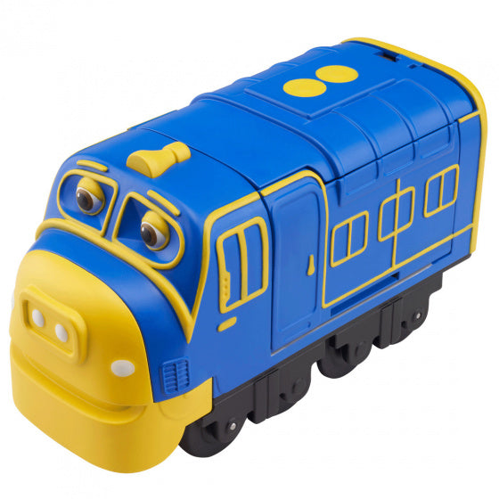 trein Pop & Transform Chuggers 12,7 cm blauw/geel