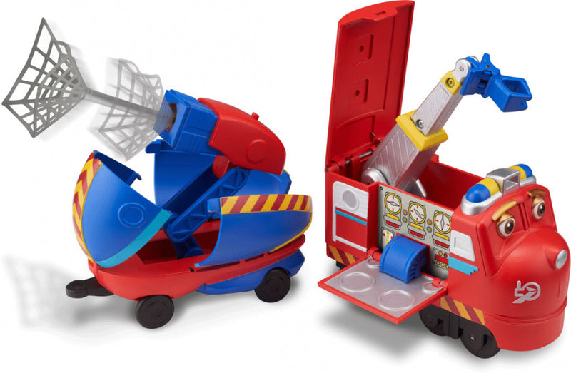 trein Pop & Transform Rescue 22,9 cm rood/blauw