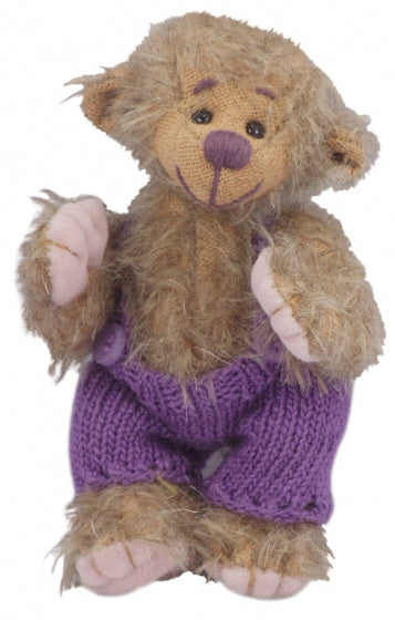 knuffelbeer Teddy Pamy junior 13 cm pluche grijs/bruin