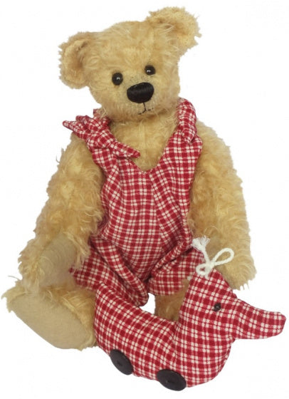 knuffelbeer Teddy Rosalie 20 cm pluche beige/rood