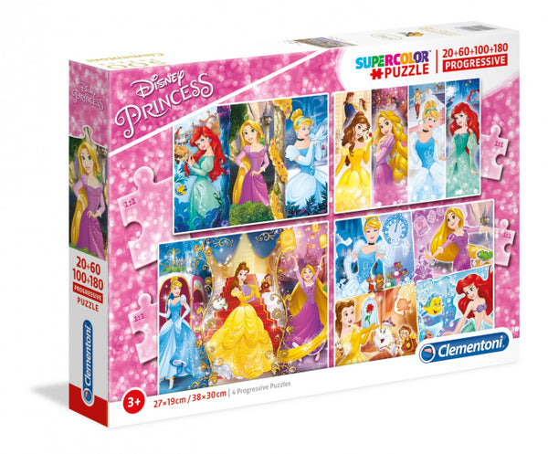 Clementoni 4 Disney Princess Puzzels 20/60/100/180 Stukjes