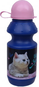 bidon meisjes 330 ml 18 x 6 cm donkerblauw/roze