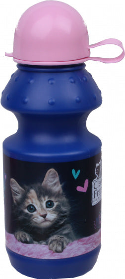 bidon meisjes 330 ml 18 x 6 cm donkerblauw/roze