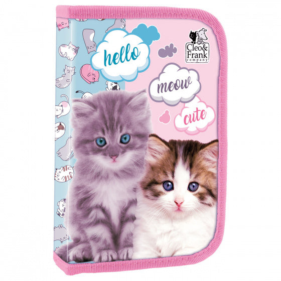 etui meisjes 20 x 13 cm lichtblauw/roze 25-delig