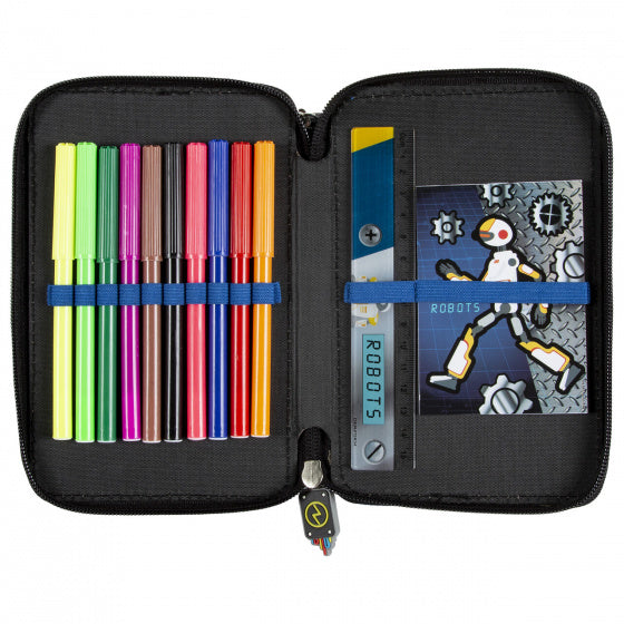 etui Robot 21 x 12 cm polyester blauw 28-delig