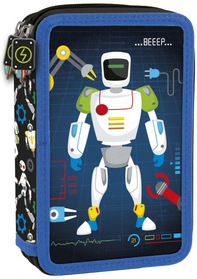 etui Robot 21 x 12 cm polyester blauw 28-delig
