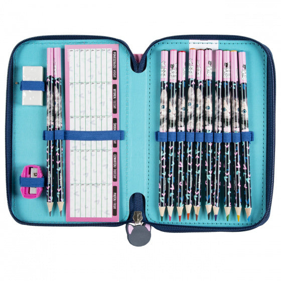 etui Woof 21 x 12 cm polyester blauw 28-delig