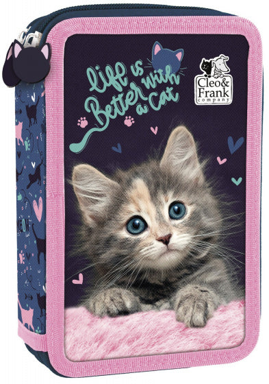 etui Woof 21 x 12 cm polyester blauw 28-delig