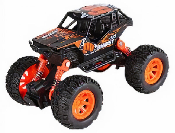 auto Crawler jongens 17 cm staal zwart/oranje