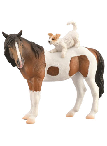 boerderijdieren paard hond junior 12,5 cm bruin/wit