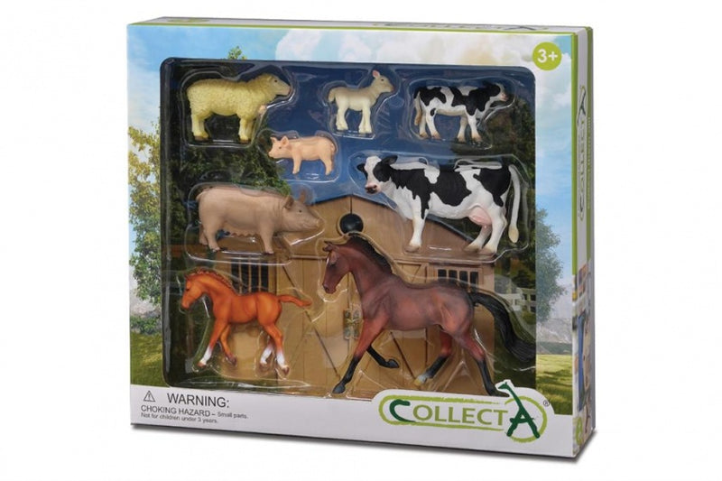 boerderijdieren: speelset in giftverpakking 8-delig