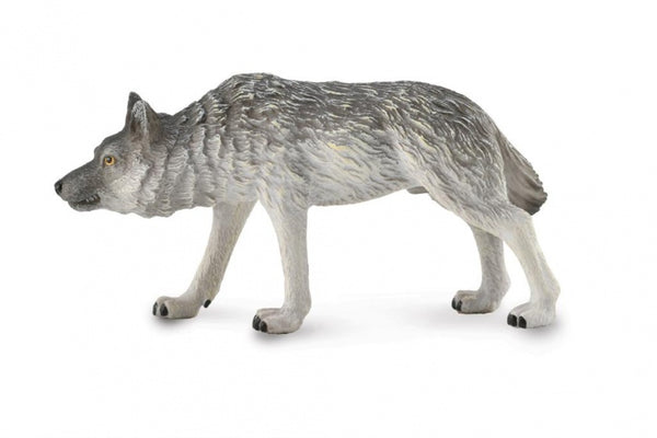 speelfiguur wolf op jacht grijs 10 x 5 cm