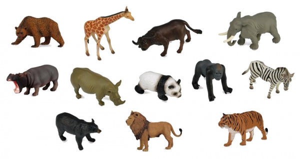 Wilde dieren set mini 12 stuks 5 cm