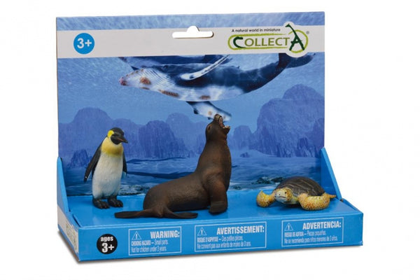 zeedieren: speelset in giftverpakking 3-delig