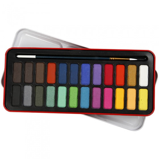 aquarelverfset met penseel 26-delig multicolor