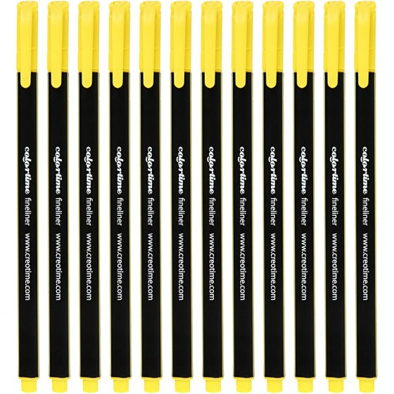 fineliner lijndikte 0,6-0,7 mm geel 12 stuks