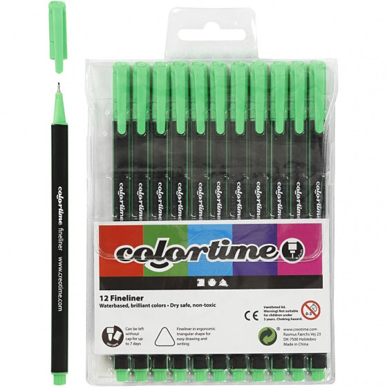 fineliner lijndikte 0,6-0,7 mm lichtgroen 12 stuks