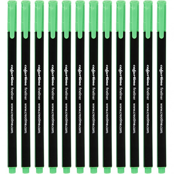 fineliner lijndikte 0,6-0,7 mm lichtgroen 12 stuks