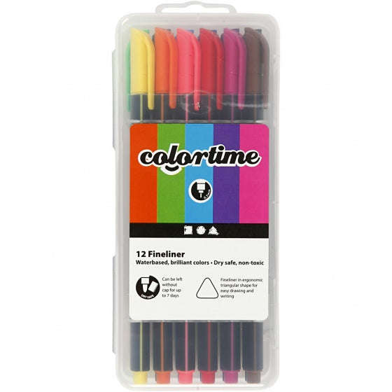 fineliner lijndikte 0,6-0,7 mm multicolor 12 stuks