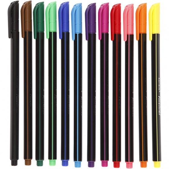 fineliner lijndikte 0,6-0,7 mm multicolor 12 stuks
