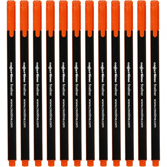 fineliner lijndikte 0,6-0,7 mm oranje 12 stuks