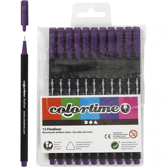 fineliner lijndikte 0,6-0,7 mm paars 12 stuks