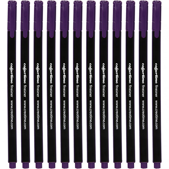 fineliner lijndikte 0,6-0,7 mm paars 12 stuks